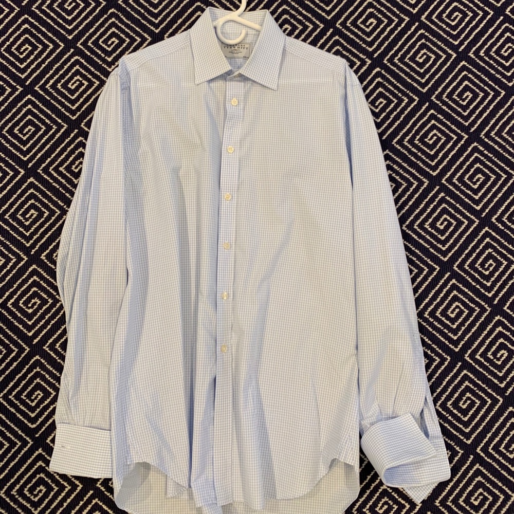 Charles Tyrwhitt blue and white check dress shirt